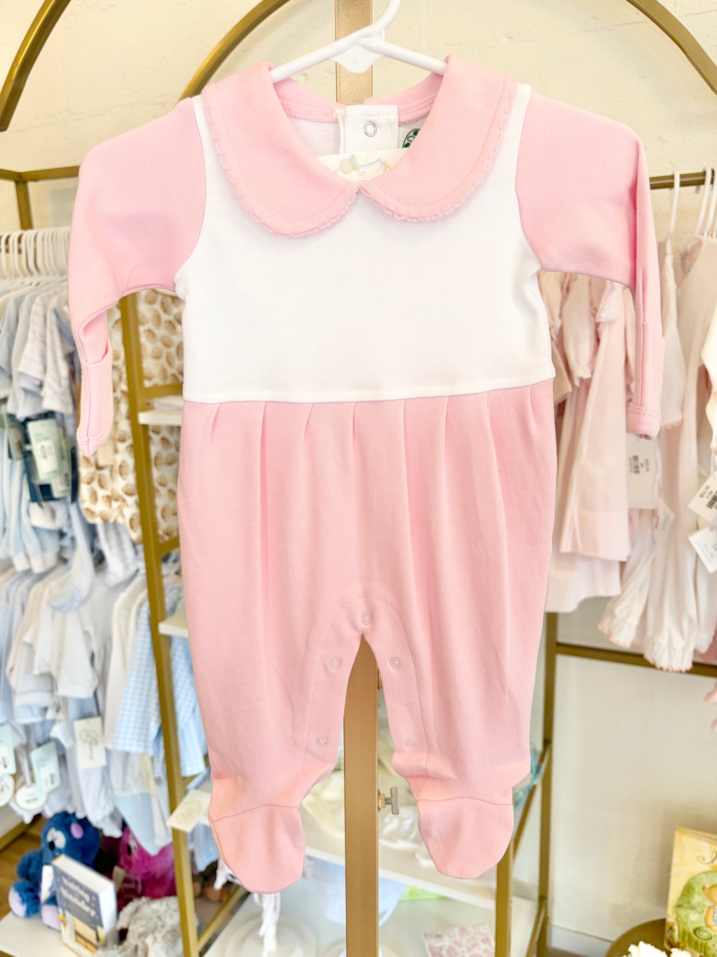 Solid Pink Collar Footie
