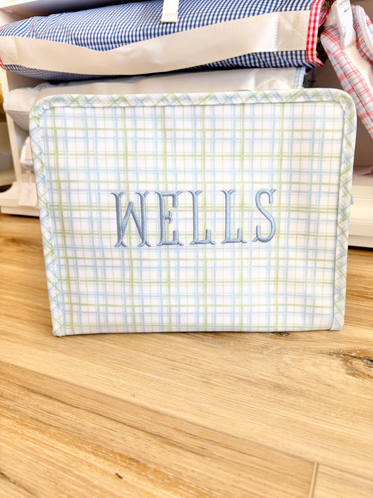 TRVL Classic Green Plaid Large Roadie with Fishtail Font