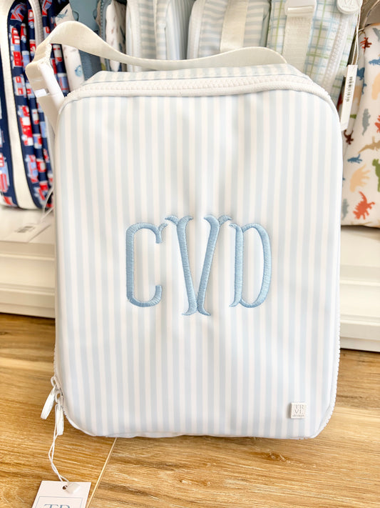 TRVL Pimlico Blue Stripe Insulated Lunch Box with Fishtail Font