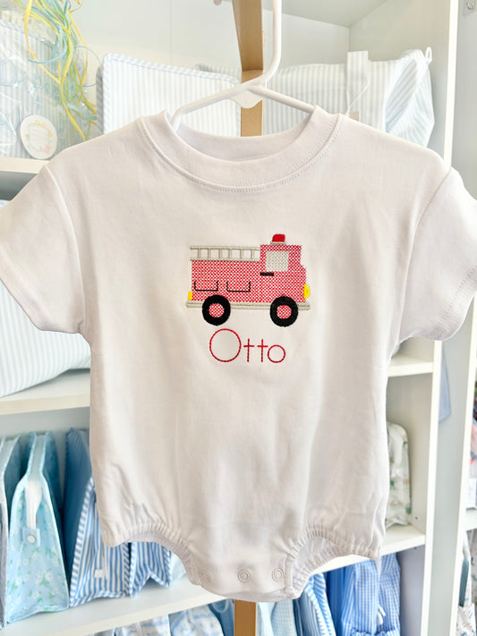 Firetruck Name T-shirt Bubble