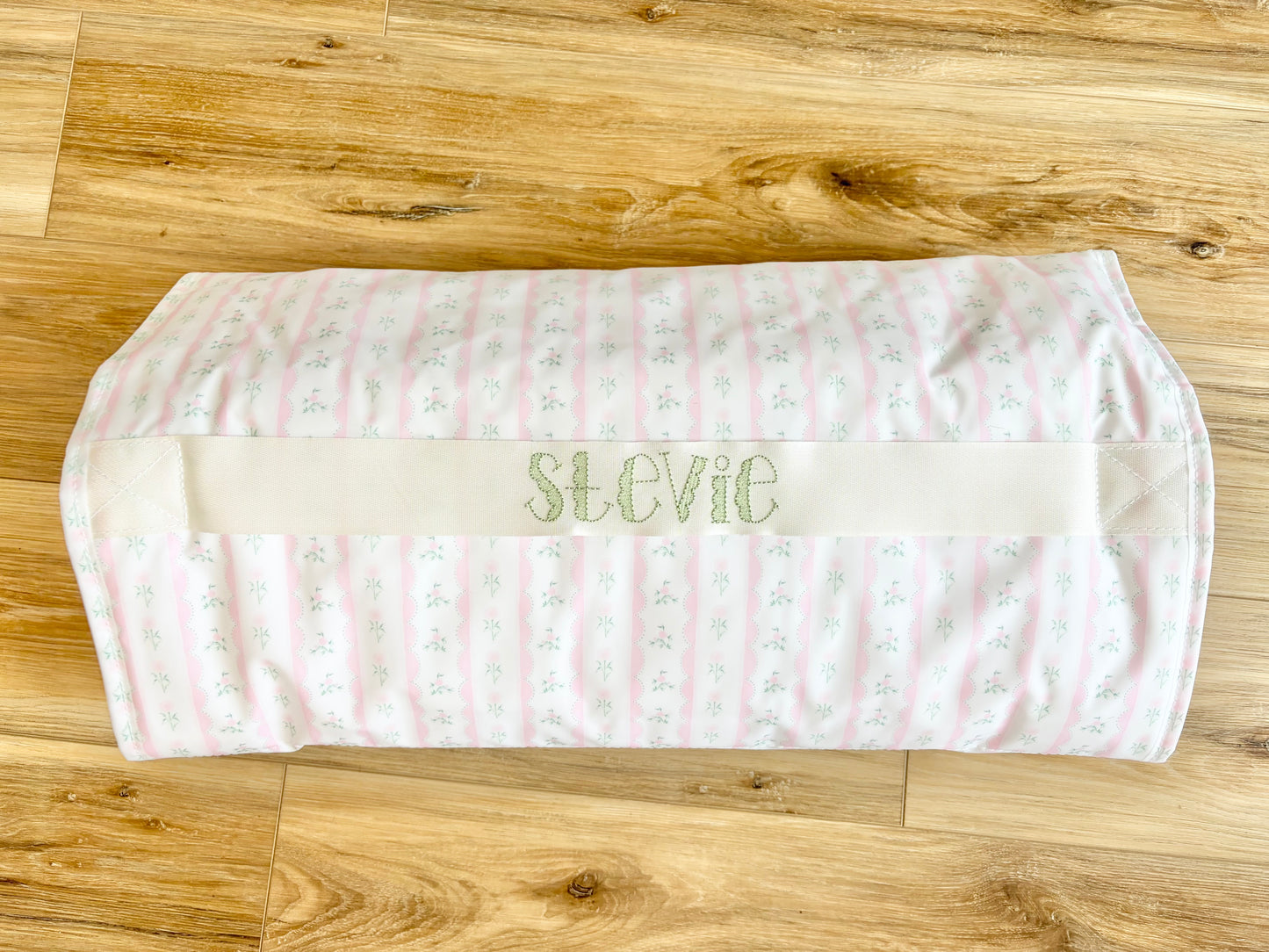 TRVL Pink Ribbon Floral Nap Mat with Single Name