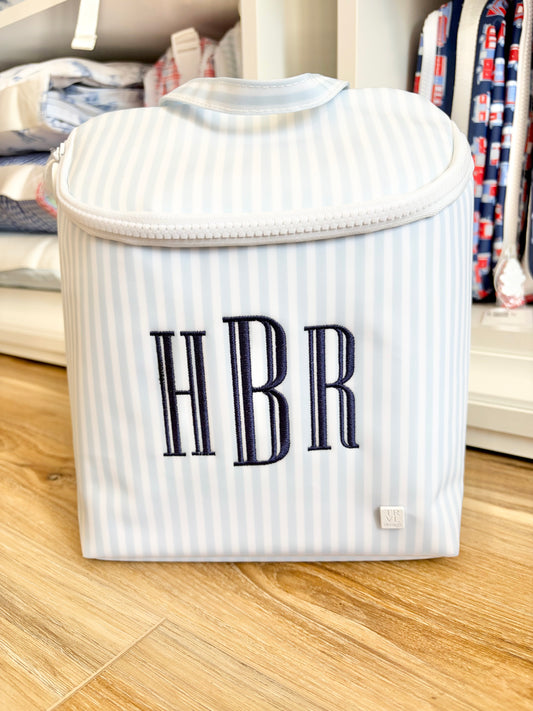 TRVL Blue Stripe Insulated Bag - 3 Initial Graved Font