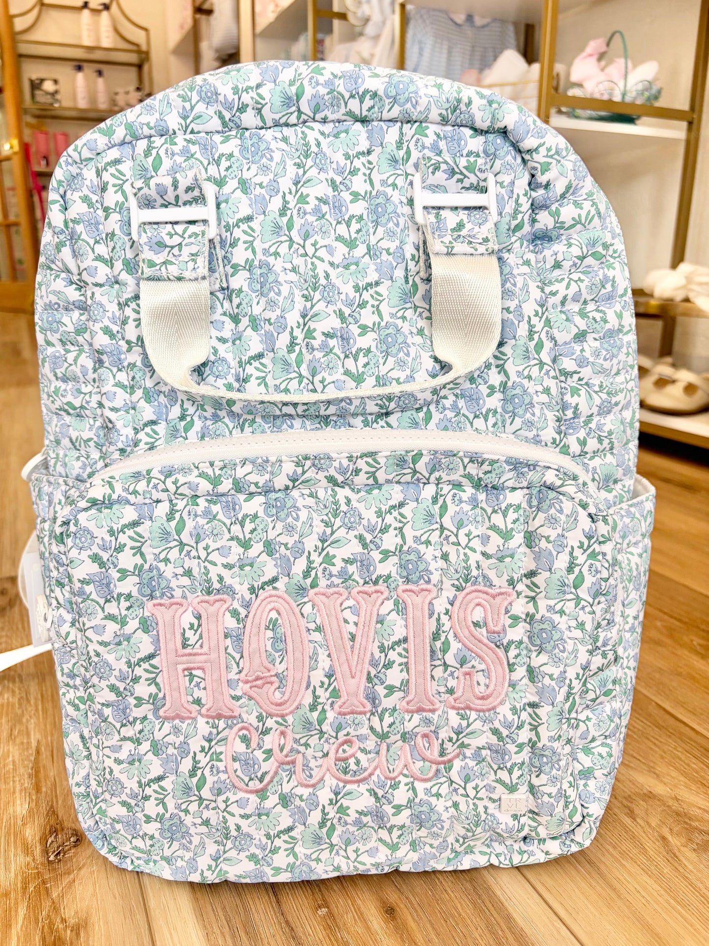 TRVL Hamptons Floral Quilted All You Need Bag with Double Name
