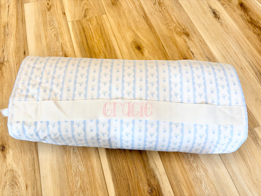 TRVL Blue Ribbon Floral Nap Mat with Single Name