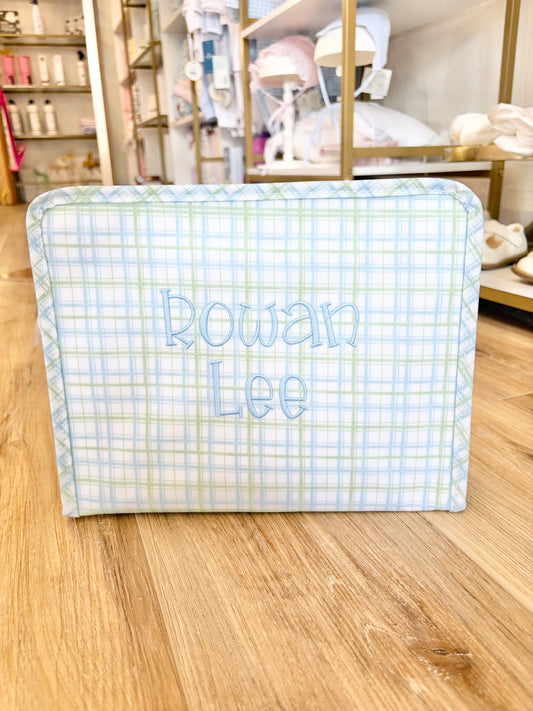 TRVL Classic Green Plaid Large Roadie with Double Name