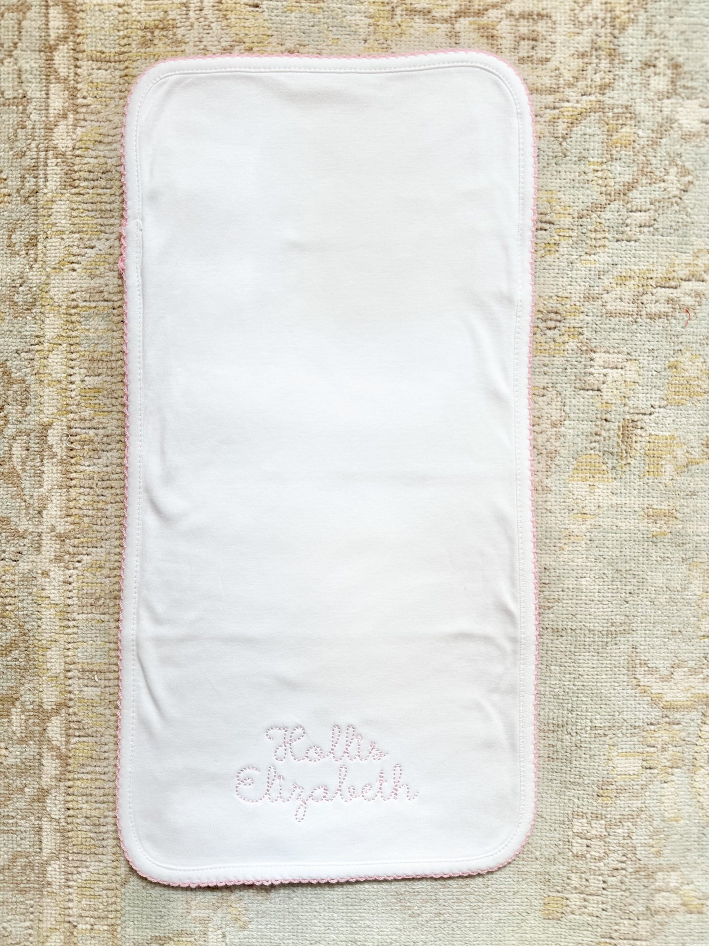 Pink Trim Baby Burp Cloth