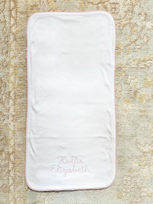 Pink Trim Baby Burp Cloth