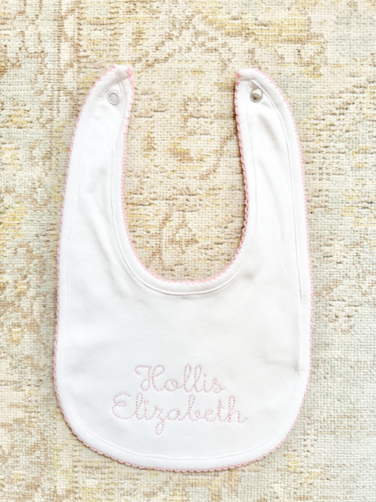 Pink Trim Baby Bib