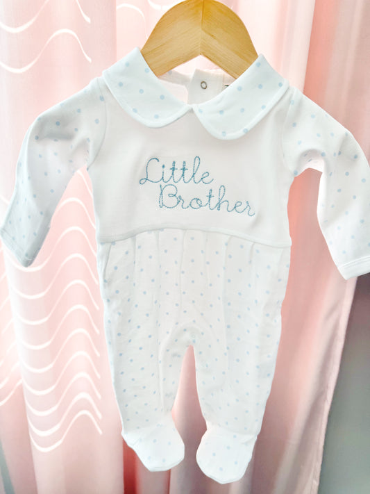 Blue Polka Dot Collar Footie