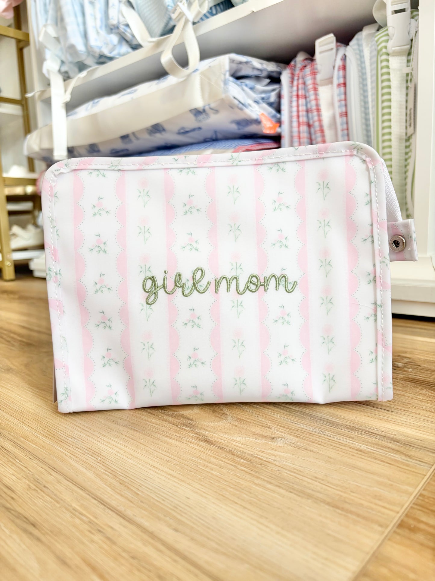 TRVL Pink Ribbon Floral Medium Roadie with Single Name