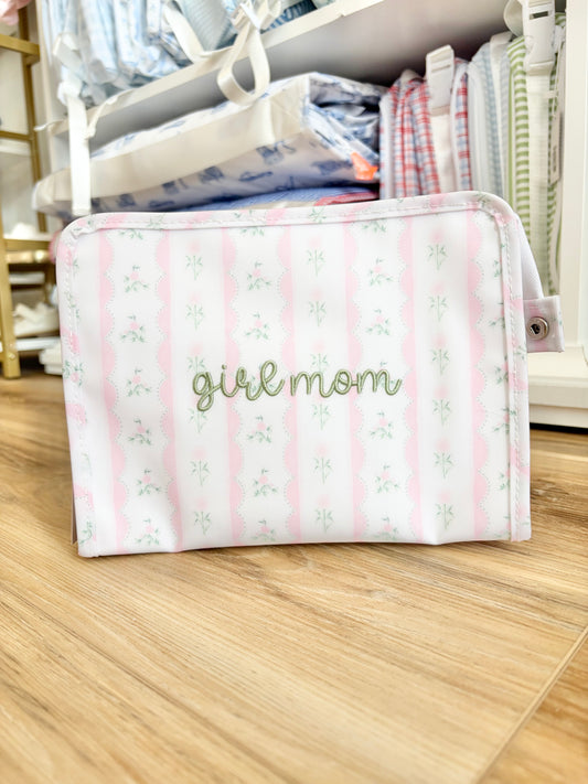 TRVL Pink Ribbon Floral Medium Roadie with Single Name