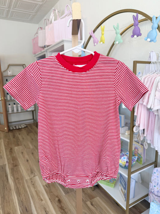 Red Short Sleeve Stripe Tshirt Bubble