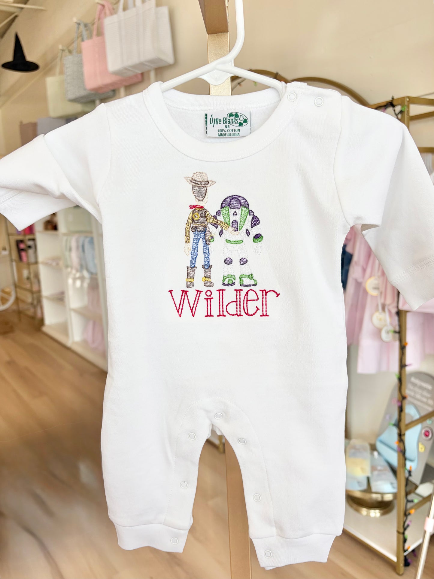 Cowboy Best Friend Boy's White Long Sleeve Romper