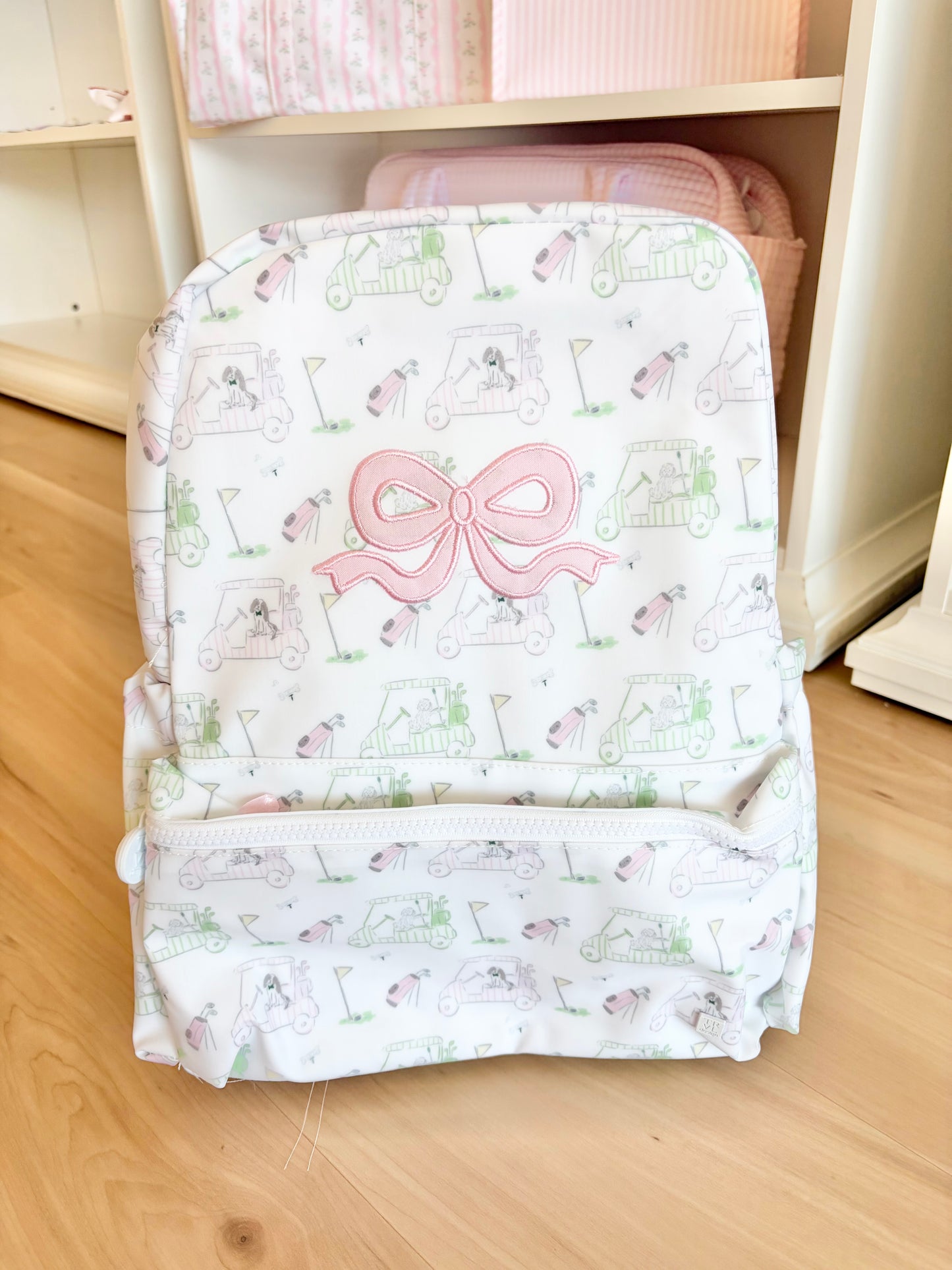 TRVL Pink Putt Putt Backpacker - Applique Bow Design
