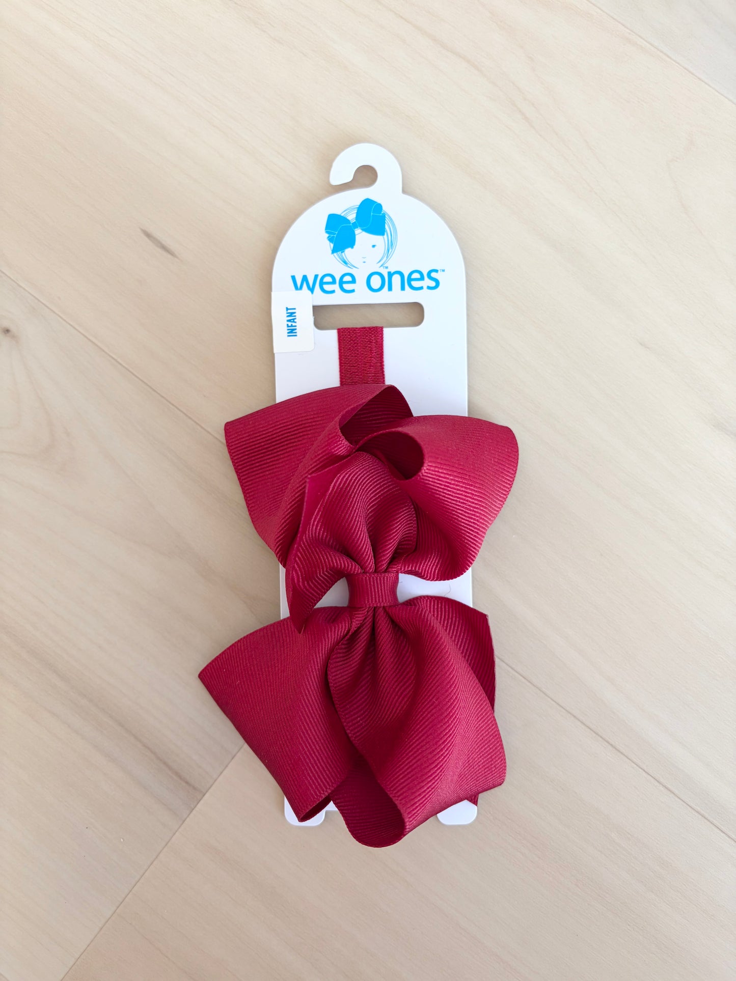 Crimson Red Mini King Classic Grosgrain Girls Hair Bow on Baby Band