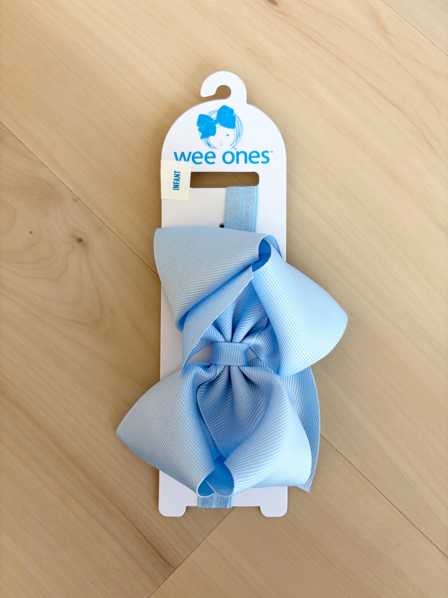 Millennium Blue Mini King Classic Grosgrain Girls Hair Bow on Baby Band