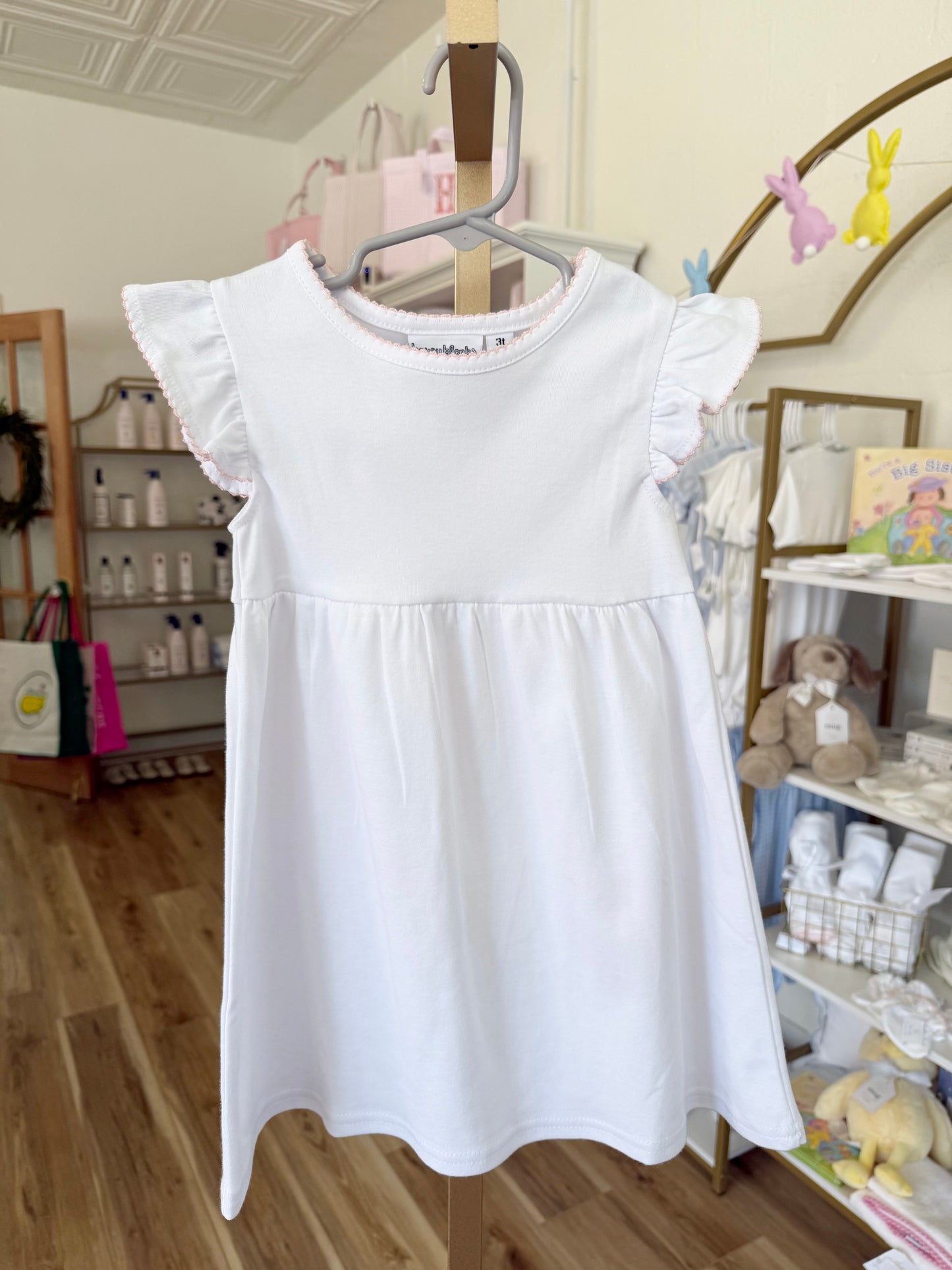 Knit Dress with Picot Pink Trim