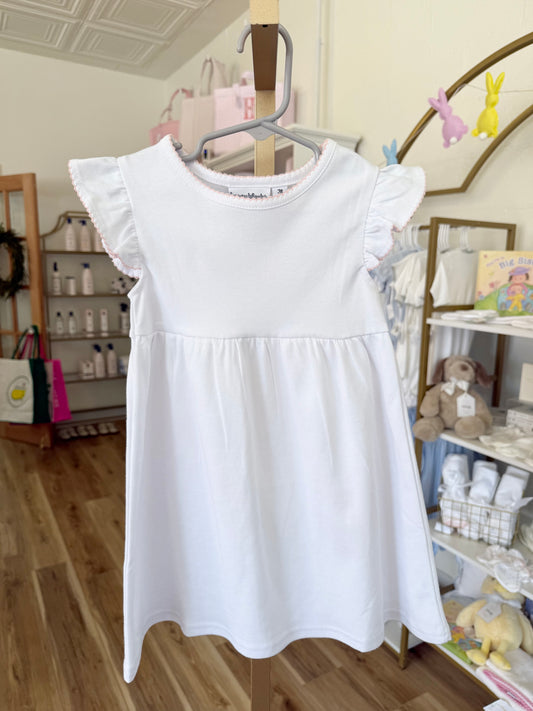 Knit Dress with Picot Pink Trim