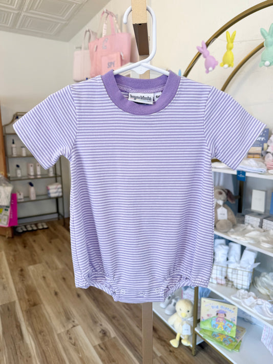 Lavender Stripe Short Sleeve Bubble