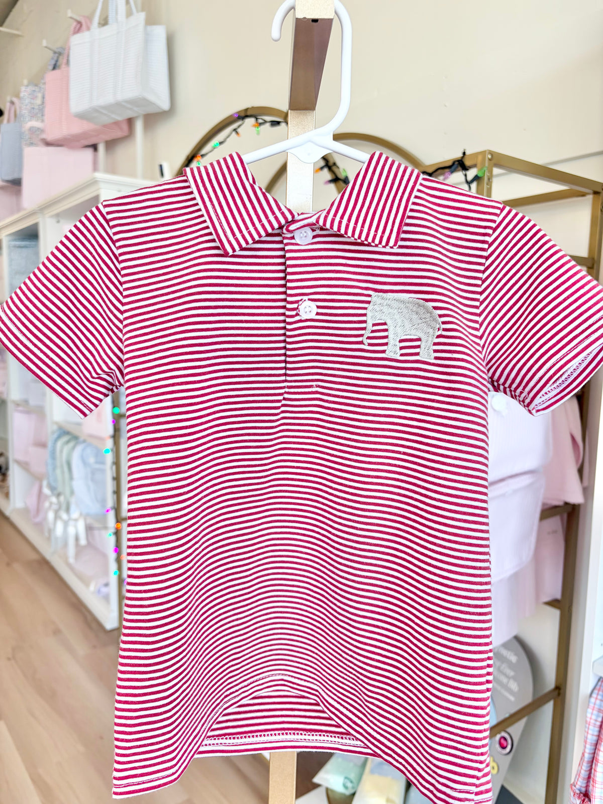 Crimson Stripe Polo- Mascot Embroidered Mini