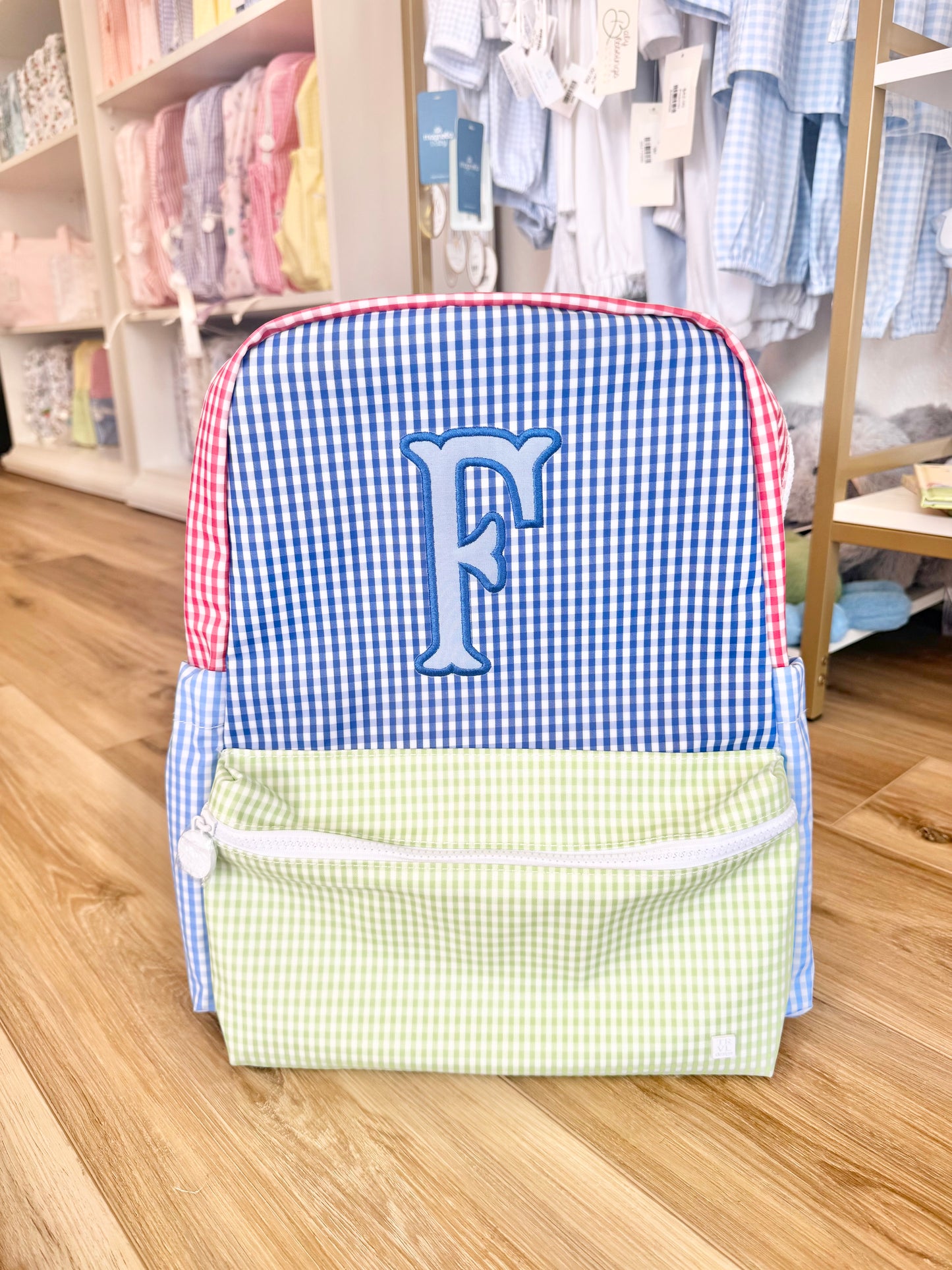 TRVL Blue Patch Backpack- Single Applique Initial