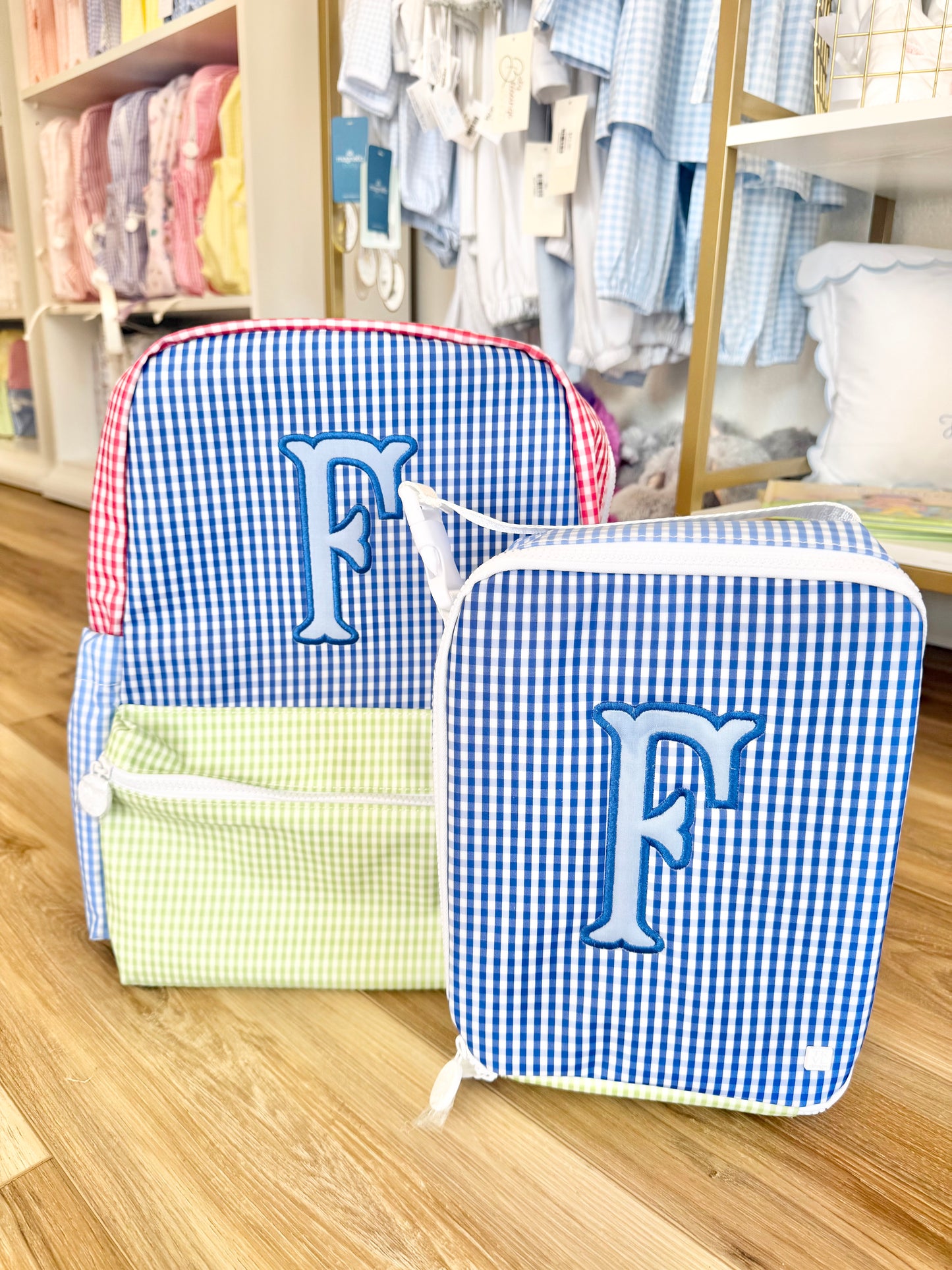 TRVL Blue Patch Backpack- Single Applique Initial