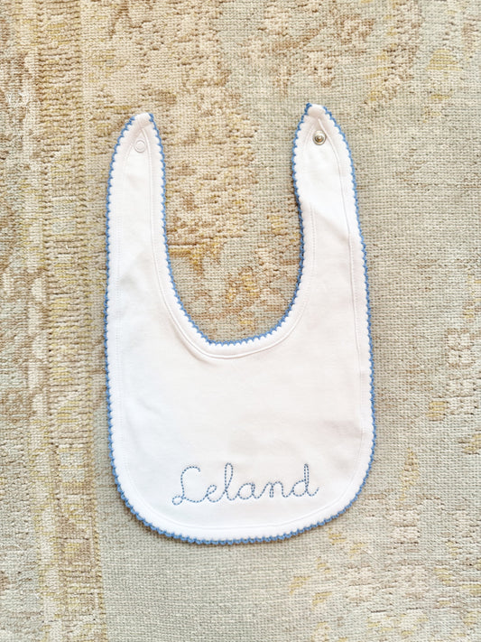 Blue Trim Baby Bib