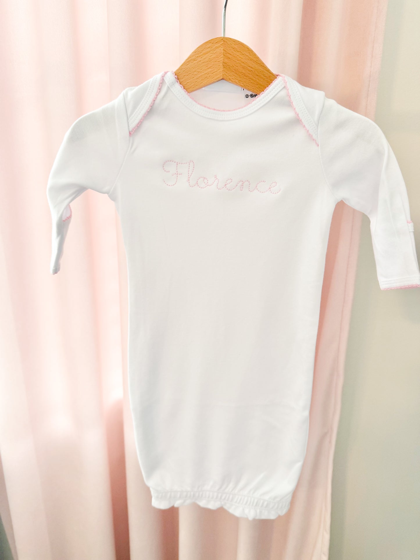 Pink Trim Baby Gown