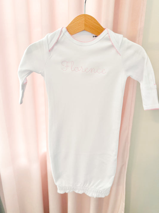 Pink Trim Baby Gown