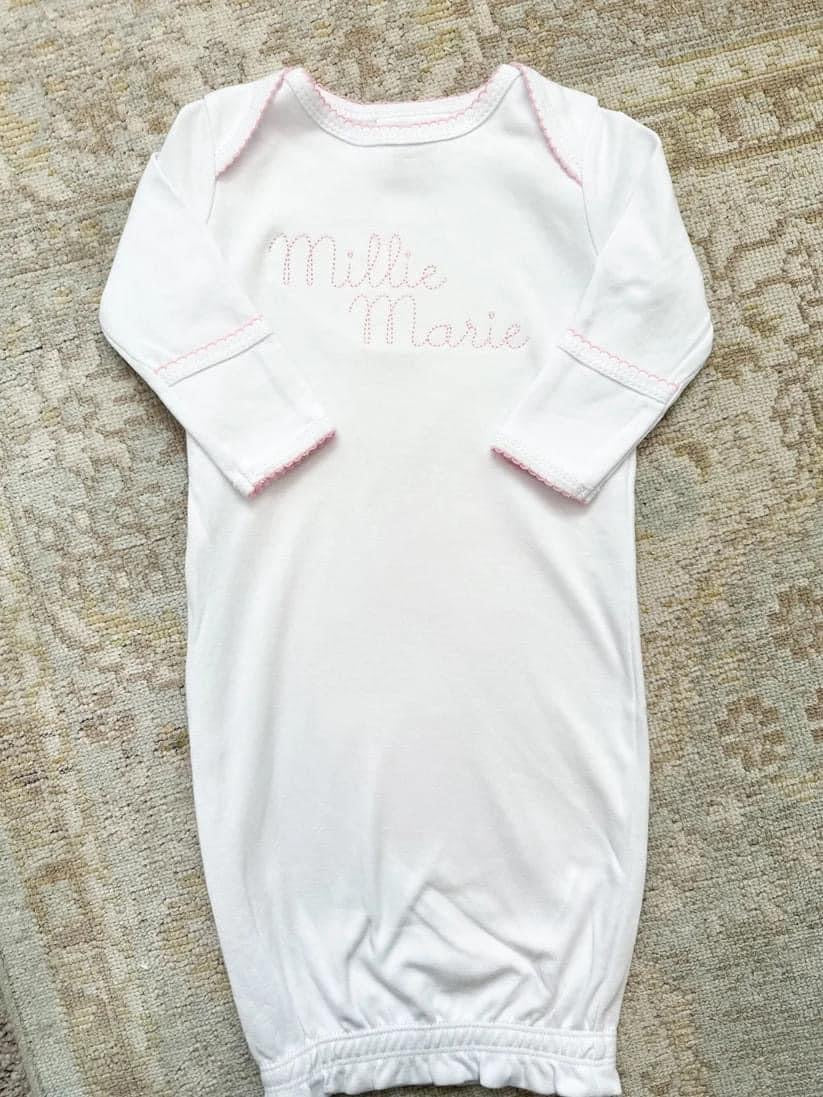 Pink Trim Baby Gown