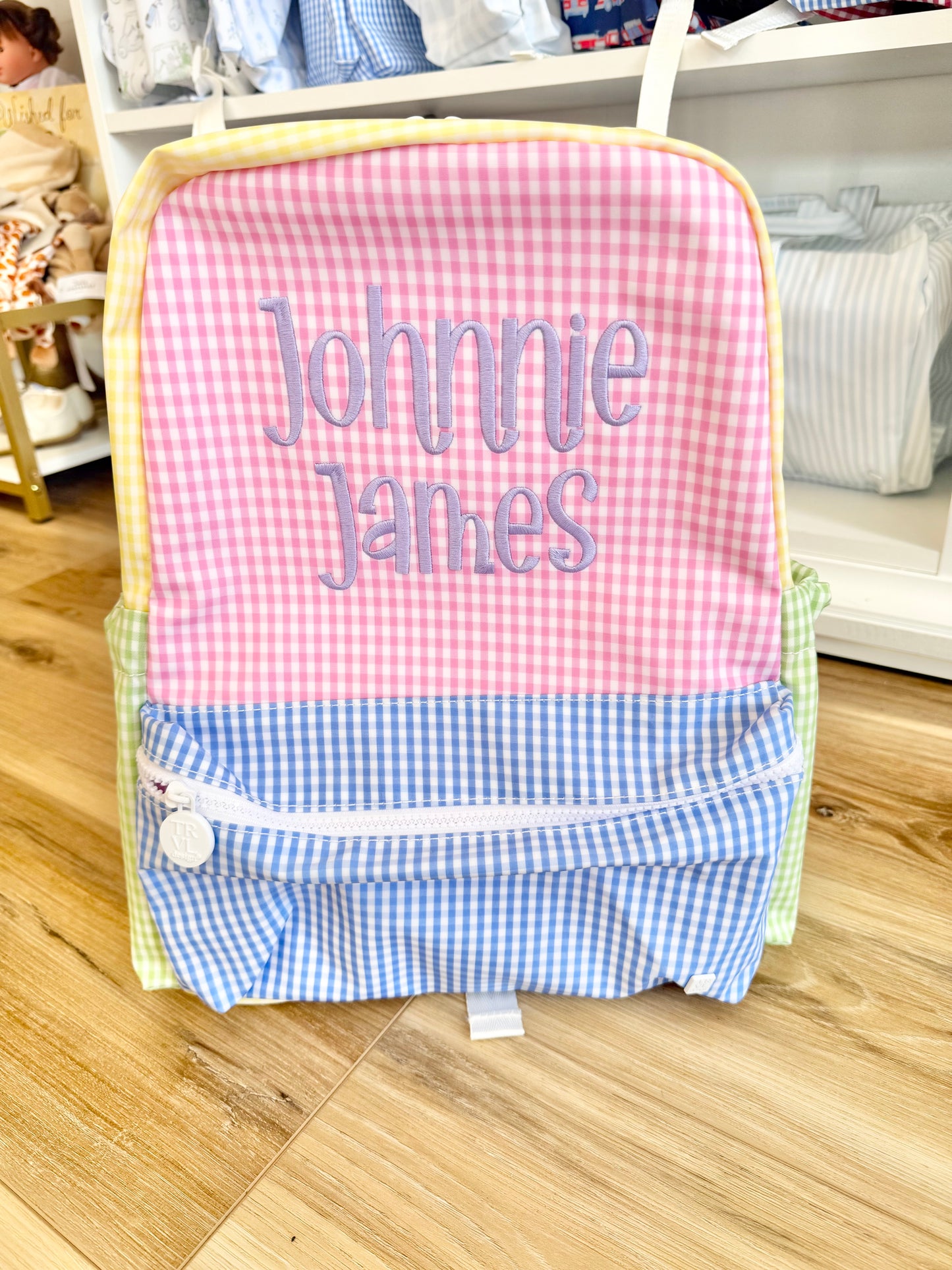TRVL Pink Patch Backpack- Susie Font Name