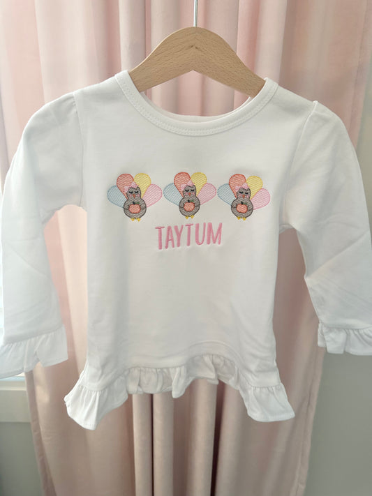 Girls Turkey Trio Long Sleeve Tee