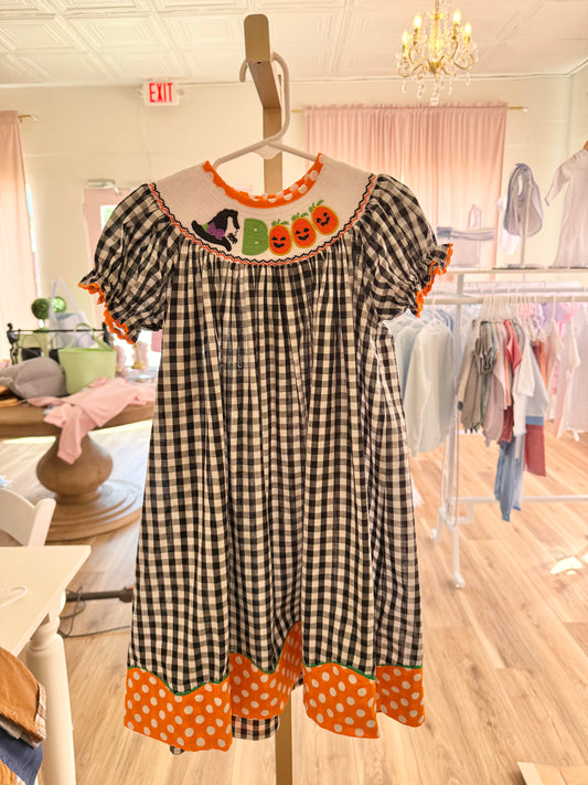 Lil Cactus Halloween Boo Smocked Dress