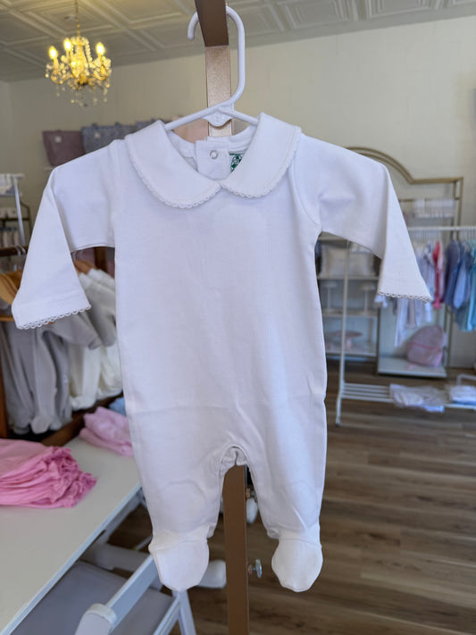 Solid White Collar Footie