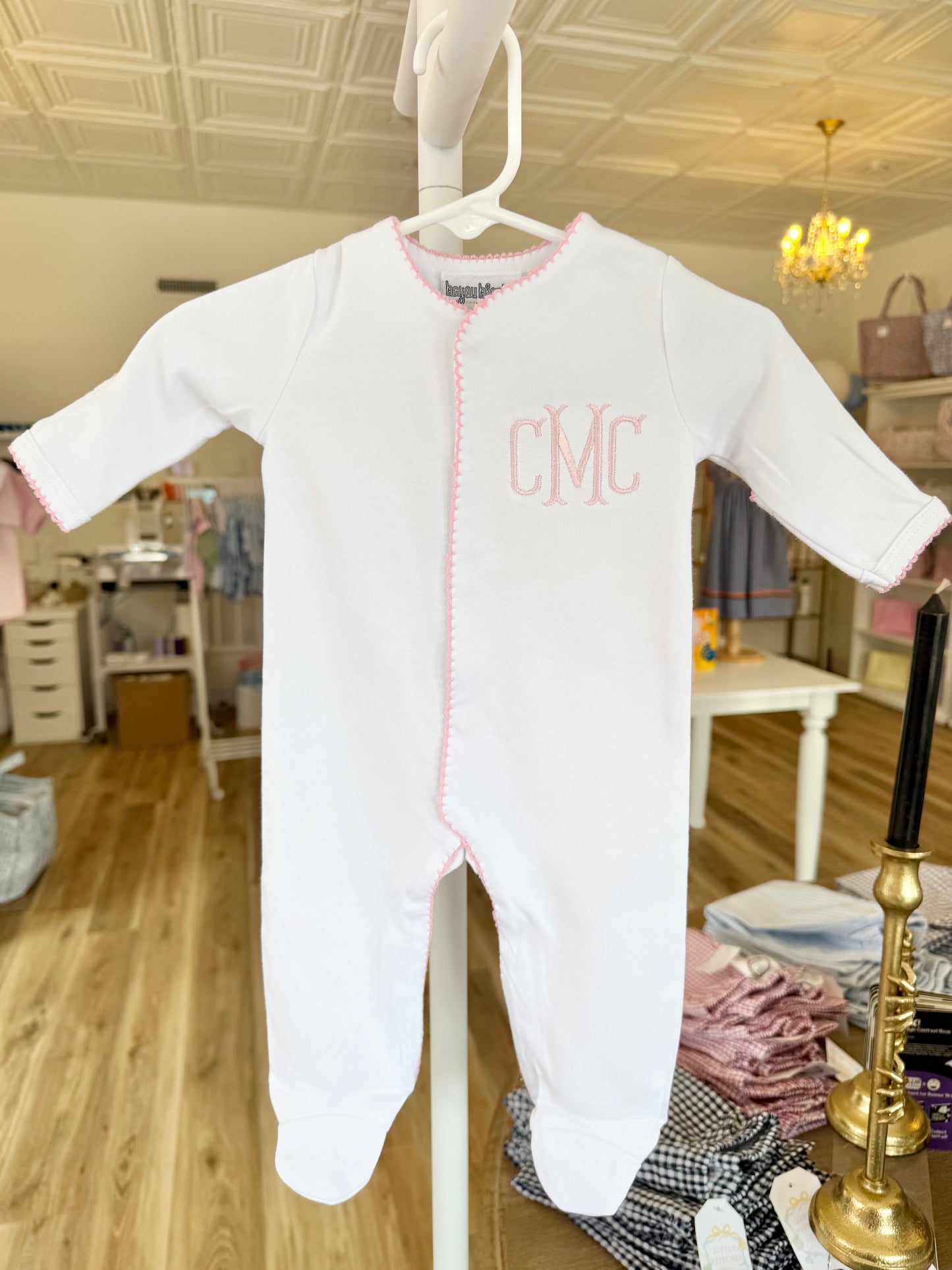Pink Trim Footie