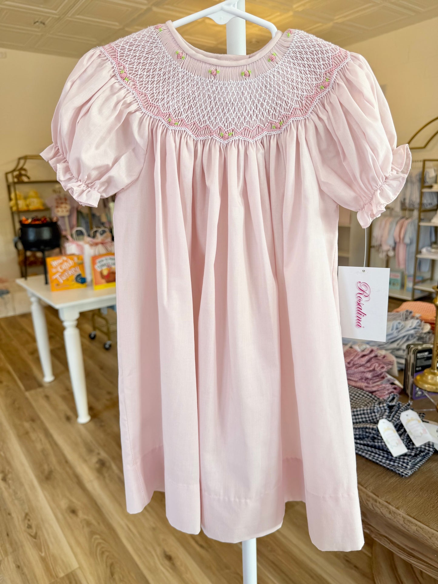 Rosalina Pink Smock Floral Dress