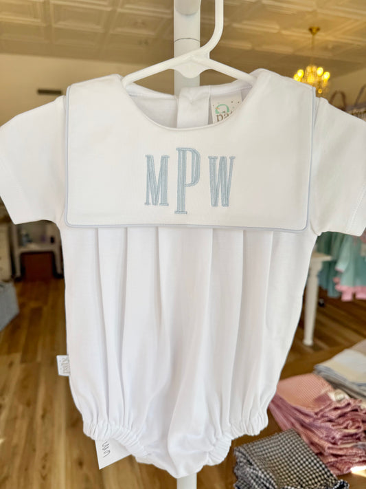 White with Blue Paty Pima, Bib Bubble