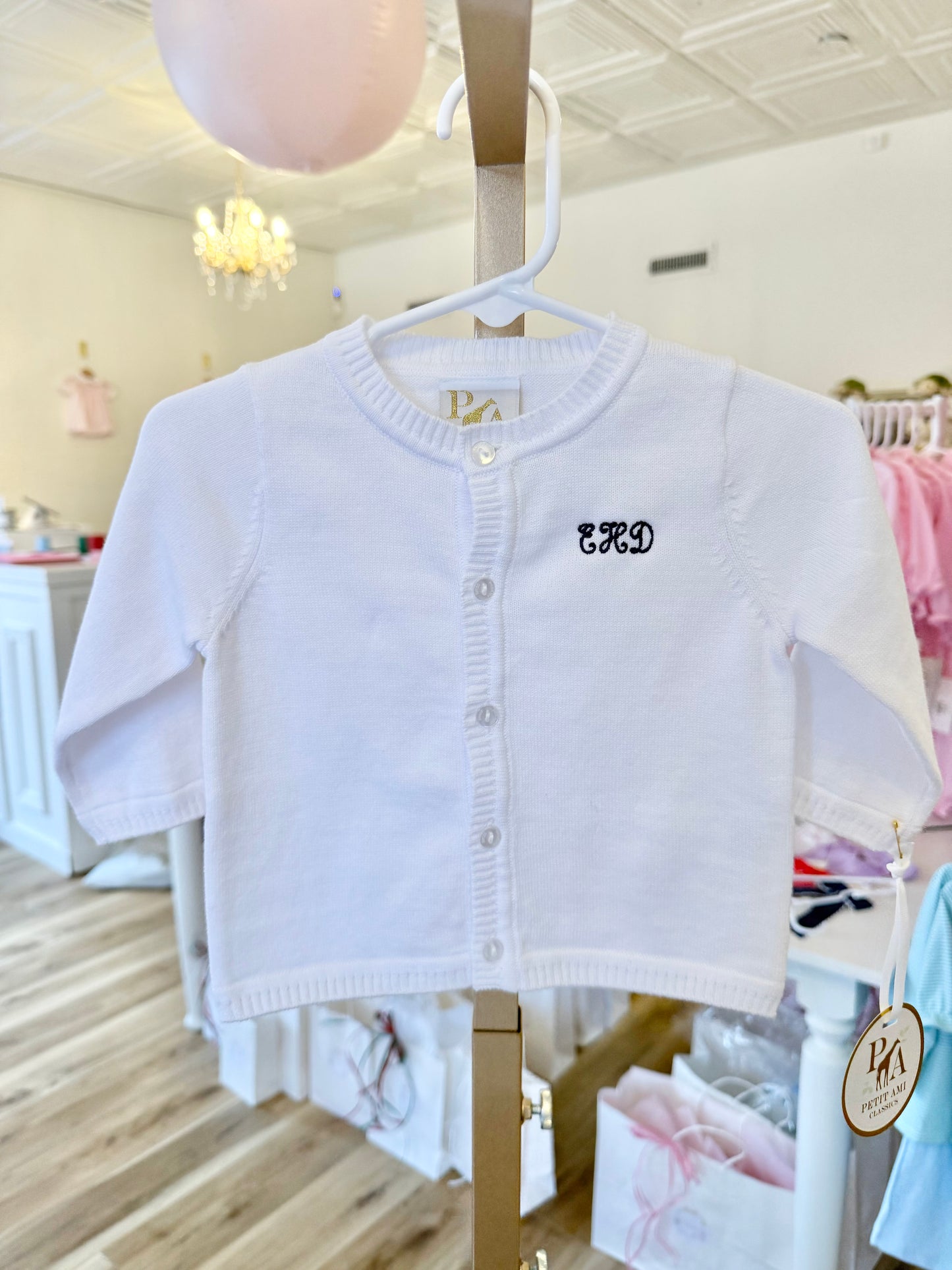 Petit Ami White Cardigan Sweater