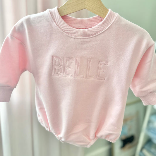 Light Pink Sweatshirt Bubble Romper