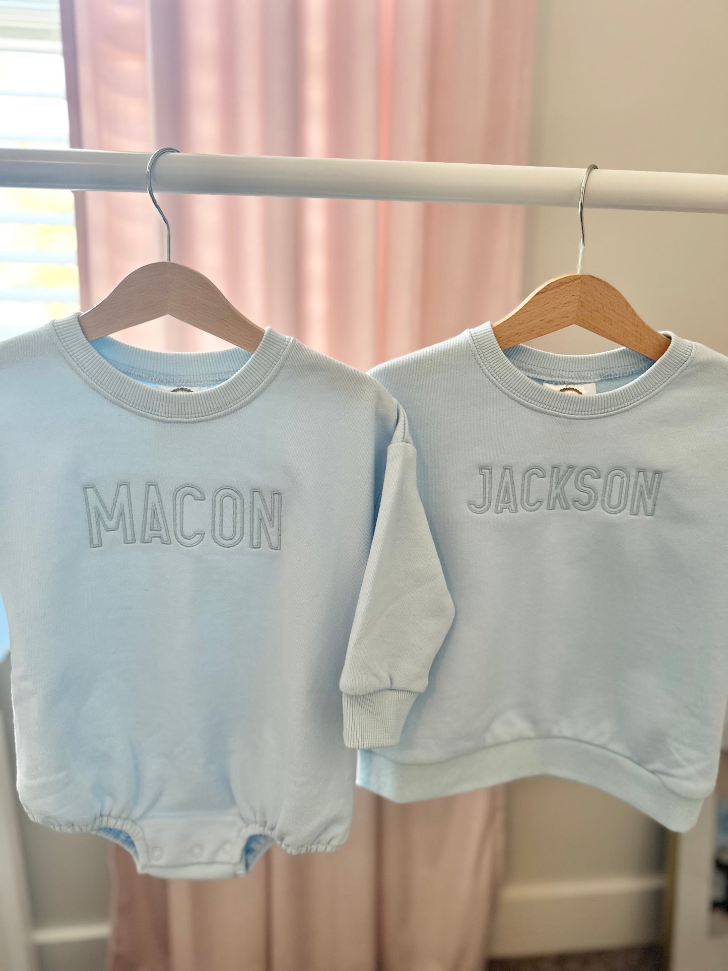 Light Blue Sweatshirt Bubble Romper