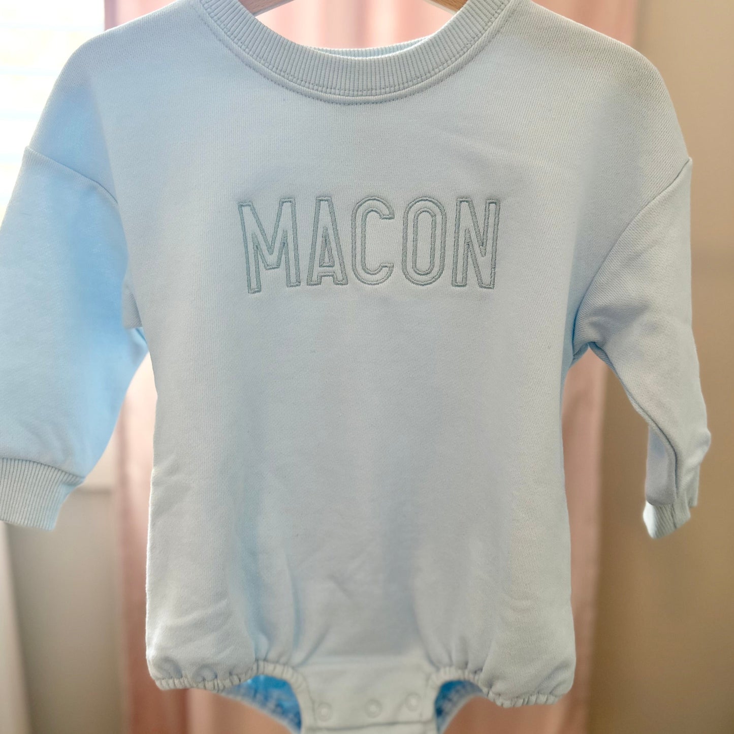 Light Blue Sweatshirt Bubble Romper