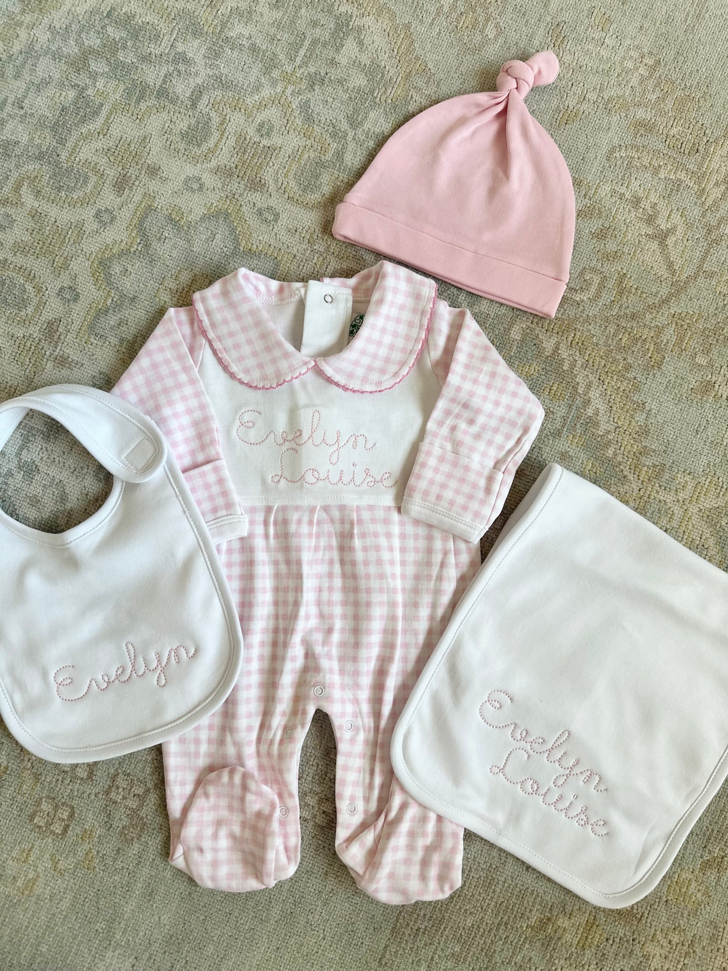 Solid White Burp Cloth Name in Pink