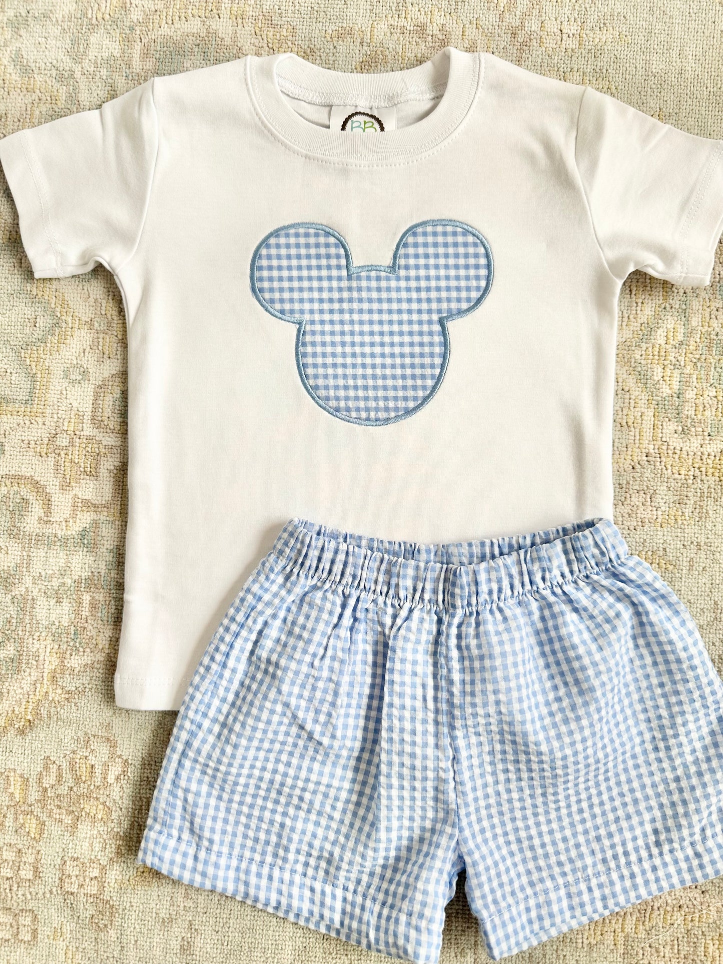 Magical Mouse Tee in Blue Gingham