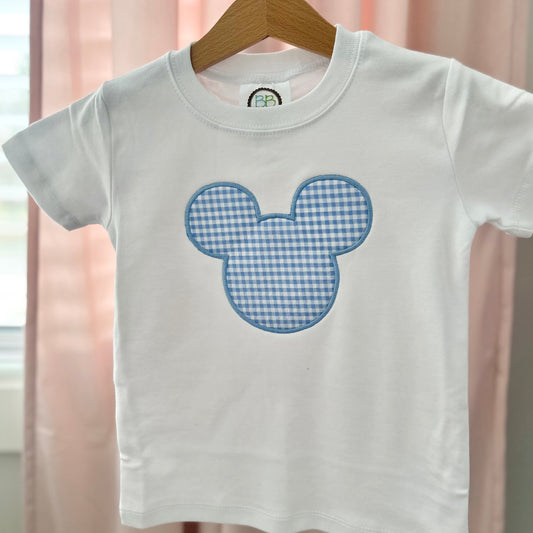 Magical Mouse Tee in Blue Gingham