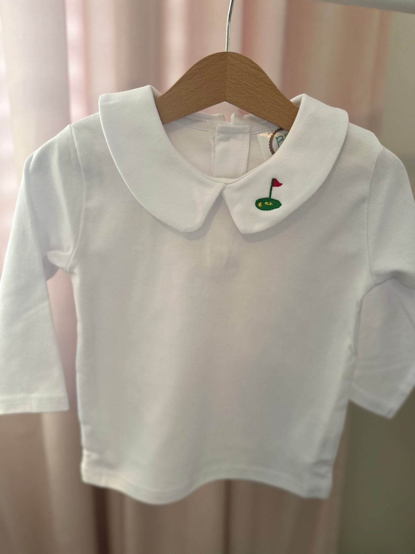 Mini Golf Flag on White Peter Pan Collar