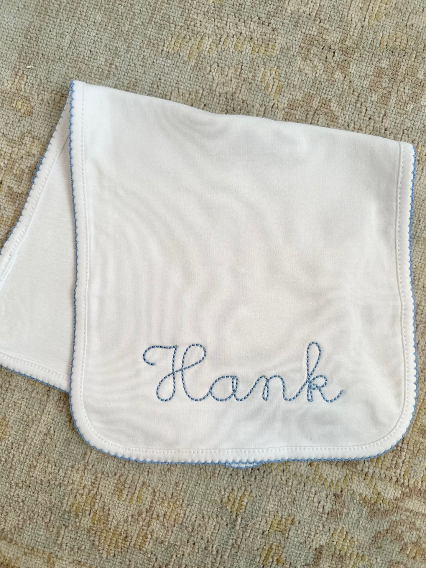 Blue Picot Trim Bib