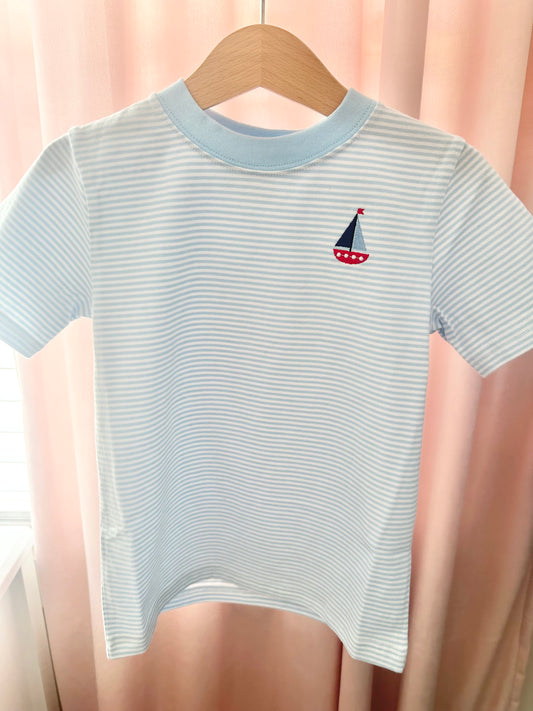 Light Blue Stripe Mini Sailboat Tee