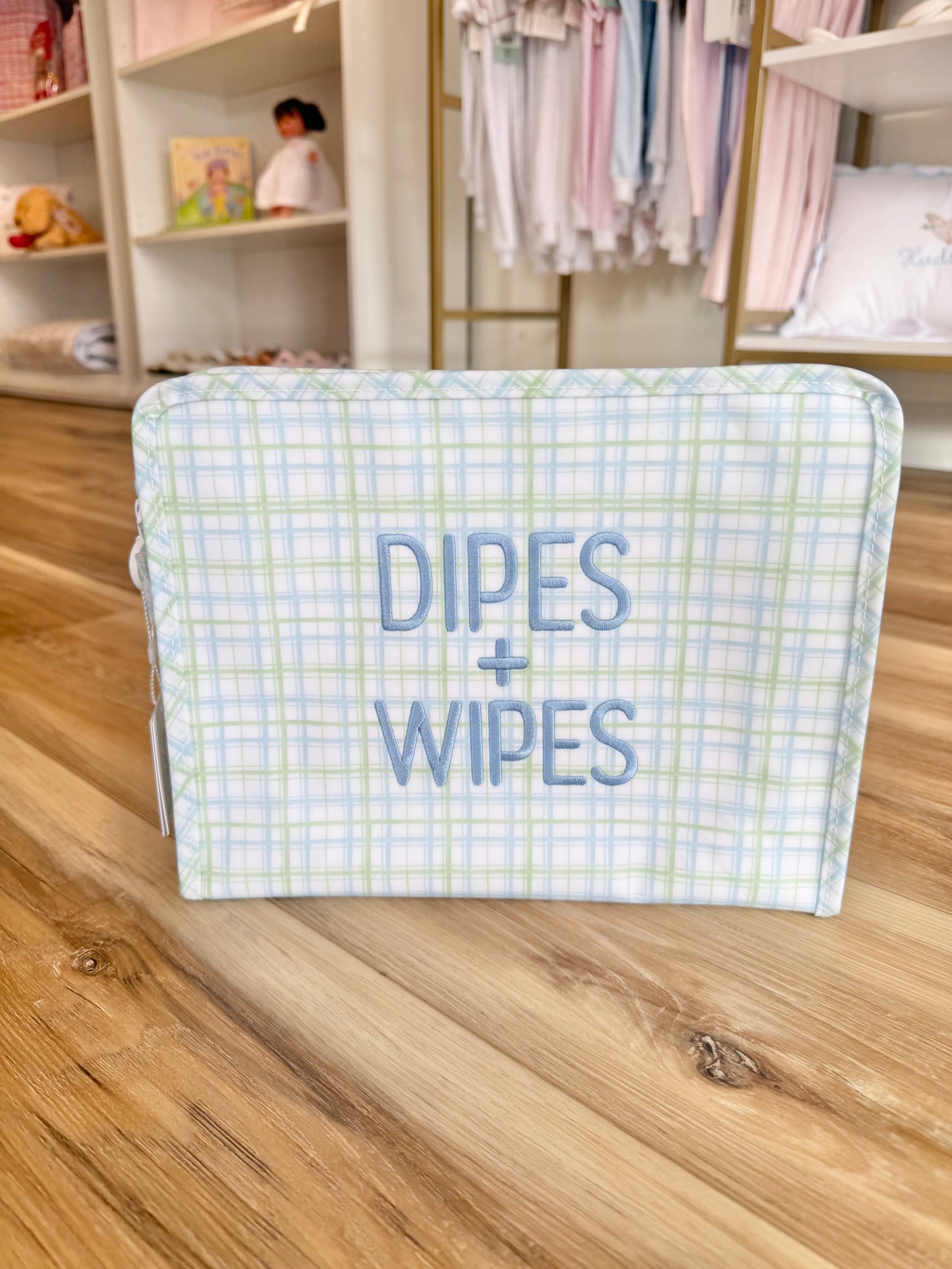 TRVL Classic Green Plaid Large Roadie - "Dipes + Wipes"