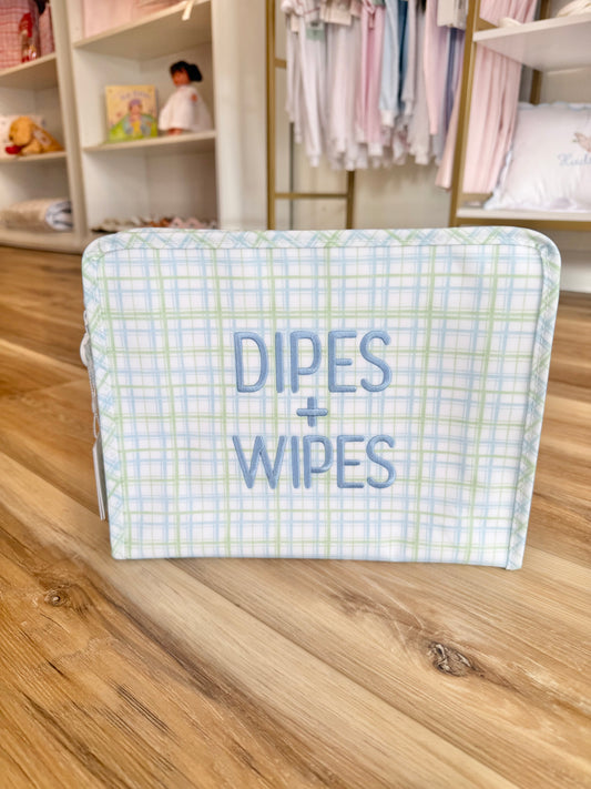 TRVL Classic Green Plaid Large Roadie - "Dipes + Wipes"