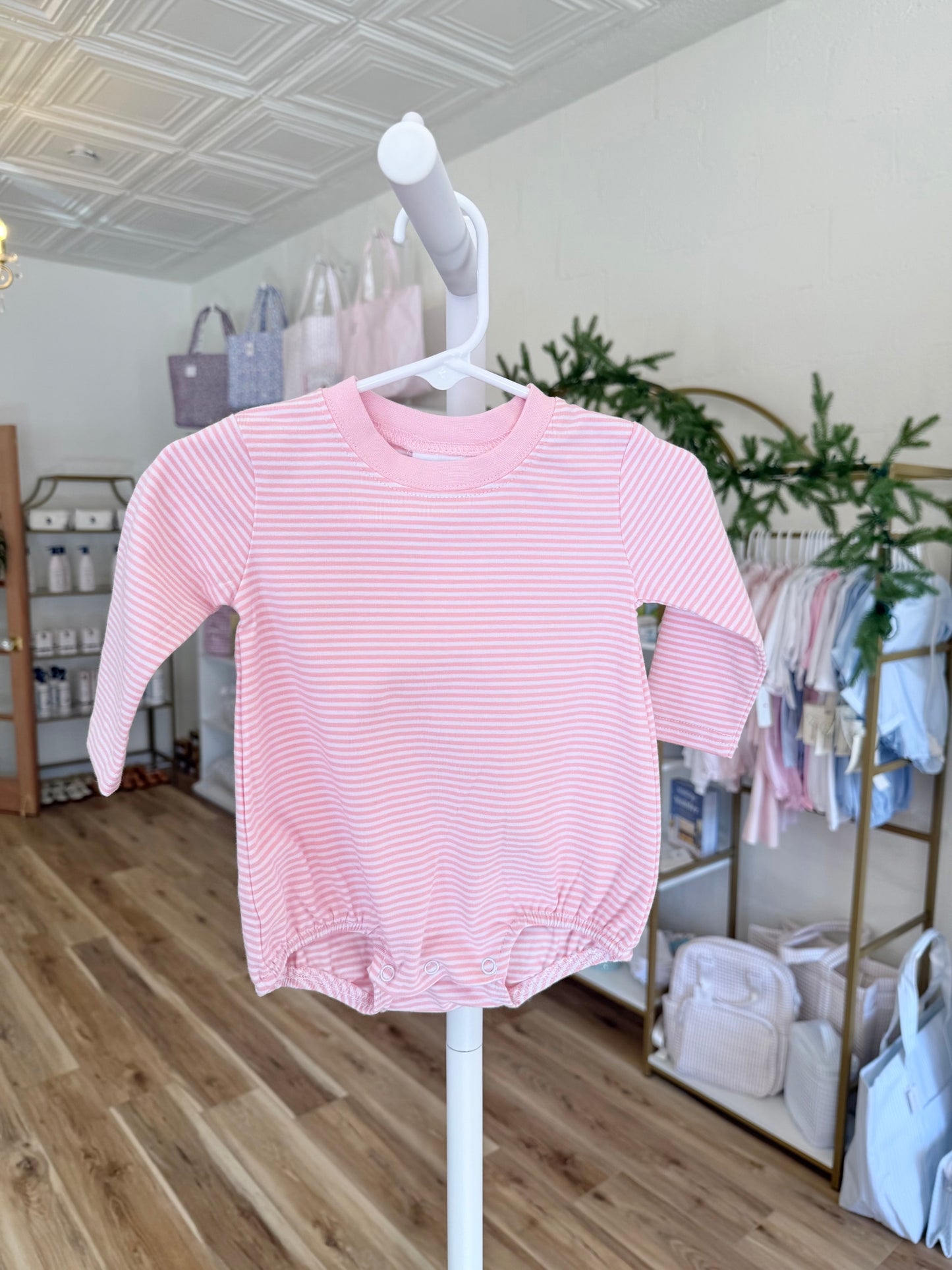 Pink Knit Stripe Long Sleeve T-Shirt Bubble